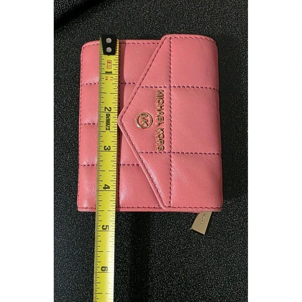 NEW‎ Michael Kors Jet Set Quilt Envelope Trifold Leather Wallet Wristlet Clutch - Picture 10 of 11